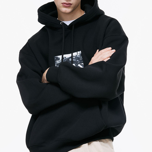 Sweat-shirts à capuche basiques en tricot non extensible pour hommes, coupe ajustée, chauds, anti-boulochage, personnalisables avec logo - Product Image 3
