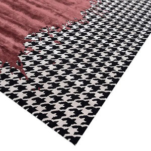 Tapis tufté à la main, motif abstrait pied-de-poule bicolore <span class=keywords><strong>bordeaux</strong></span> et noir, tapis à poils moyens fait main pour la décoration intérieure du salon - Product Image 3