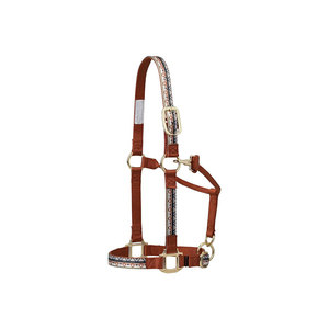 Nylon Horse Halter With Patterned Design And Brass Hardware For <b>Equestrian</b> Use - Product Image 1