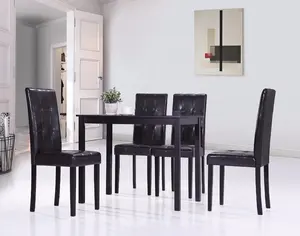Esszimmer möbel Holztisch und Stühle mit 1 rechteckigen Tisch und 4 Parson Stühlen mit getuftetem Knopf