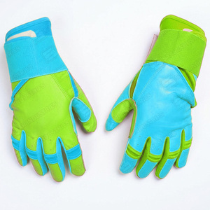 Guantes de Bateo de Cuero Personalizados al Por Mayor, Color Verde Azul, Acolchados, con Cierre de Gancho y Bucle, Soporte para Muñeca, Unisex, para Adultos, Tallas XL XXL - Product Image 4