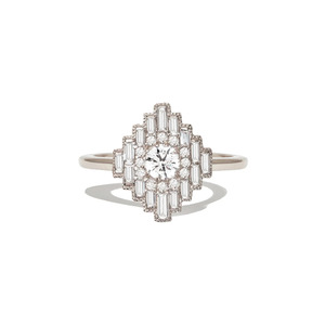 Anillo de Oro Amarillo Art Deco con Racimo de Diamantes Cultivados en Laboratorio para Compromiso, Boda y Aniversario - Regalo de Lujo - Product Image 5