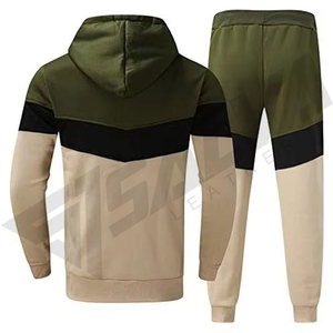 Sudadera con Capucha para Hombre, Diseño Color Block, Tejida, Informal, para Otoño, en Beige, Negro y Verde Oliva - Product Image 5