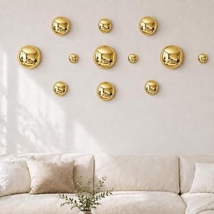 Juego de Adornos Circulares de Pared Chapados en Oro, Diseño Geométrico Abstracto Decorativo Minimalista de Colocación Irregular - Product Image 1