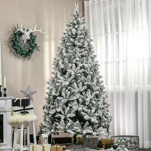 Sapin de Noël artificiel vert non éclairé de 7,5 pieds de haut, en pin floqué avec des branches réalistes - Product Image 1