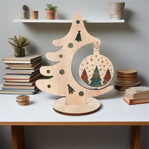 Premium Quality Wooden Christmas Tabletop Tree for Seasonal Home Decoration Office <b>Desk</b> and Gift Display Available For Sale - Product Image 2