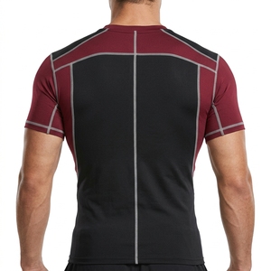 Men Compression <b>Shirt</b> <b>Long</b> <b>Sleeve</b> for <b>T</b> <b>Shirt</b> Apparel <b>Black</b> Burgundy Workout Fitness Sportswear Athletic Top Spandex/Polyester - Product Image 4