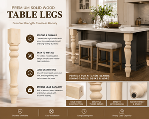 Elegant Unfinished Solid Wood <b>Table</b> Legs Custom Wood Columns Modern Style Heavy Duty Easy Installation Living Room Workshop - Product Image 3
