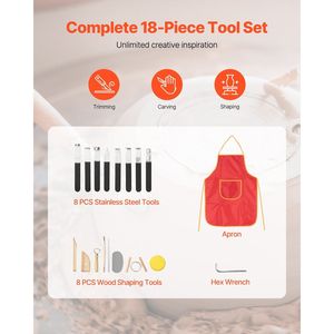 Tornio per Ceramica Elettrico con Velocità Regolabile 14 RPM, 60-300 RPM, Base Staccabile, Pedale e Asta di Sollevamento - Product Image 6