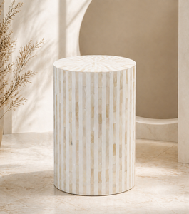 Table basse ronde en os incrusté, table d'appoint en résine, taille personnalisée, mobilier de salon - Product Image 4