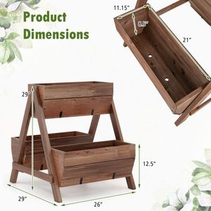 Jardinera Vertical Elevada con 3 Cajas de Madera para Macetas y Plantas - Product Image 4