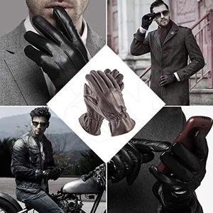 Guantes de Conducción para Hombre, de Piel de Cabra, Clásicos, Vintage, Transpirables, con Pantalla Táctil, Ecológicos, Térmicos, al por Mayor - Product Image 4