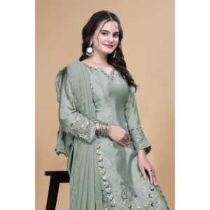 Conjunto de Top y Pantalón de Fiesta para Mujer de Diseñador y Hermoso Dupatta - Product Image 3