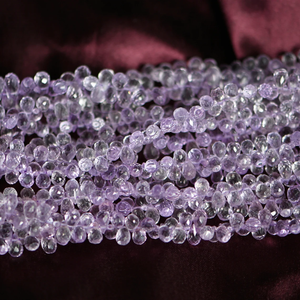 Cuentas de gotas facetadas de amatista rosa brasileña 5X7MM taladro lateral piedra de forma elegante para la fabricación de joyas - Product Image 5