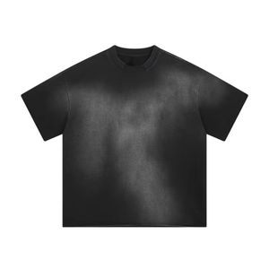 Ensemble 2 pièces streetwear noir délavé à l'acide, coupe ample, en molleton épais, motif graphique, tenue rétro urbaine pour homme - Product Image 2