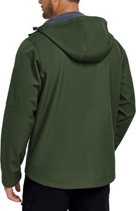 Veste polaire à capuche verte pour homme, coupe-vent, fermeture éclair, décontractée, pour l'extérieur, automne, coupe régulière, en polyester - Product Image 5