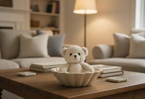 Bol décoratif en travertin premium à cannelures, avec un design sculpté élégant, pour la décoration intérieure moderne et les accents décoratifs - Product Image 3