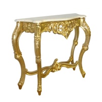 Table d'entrée antique de luxe Table console en feuille d'or avec dessus en marbre Table d'entrée implorée à la main pour meubles de maison de style français