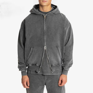 Sudadera con capucha para hombre, personalizada, profesional, novedad 2026, con cremallera, corte holgado, lavado ácido, mezcla de algodón duradera, servicio OEM al por mayor - Product Image 6