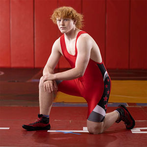 Trajes de lucha de longitud regular, material elástico, diseños sublimados, uniforme deportivo estándar para hombres. - Product Image 6