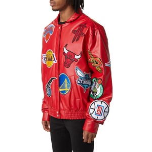 Veste universitaire en cuir véritable de qualité supérieure, sur mesure, grande taille européenne, automne-hiver, en cuir de vachette, avec broderie classique poker - Product Image 1