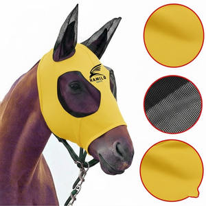 Masque anti-mouches pour chevaux, doux, extensible, protection UV, confortable, avec oreilles, respirant, élastique, avec couvre-yeux en maille - Product Image 3