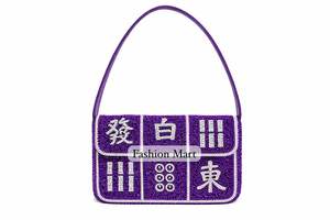 Bolso de Mano con Cuentas de Mahjong Coloridas, Bolso de Hombro de Diseño Hecho a Mano con Fichas de Mahjong, Bolso de Fiesta para Mujer - Product Image 6