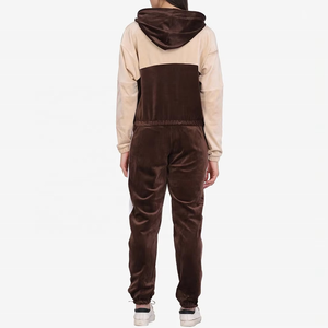 Chándal de algodón de alta calidad con cremallera completa y dos bolsillos, Sudadera con capucha de gran tamaño de estilo Penal para mujer, Color sólido personalizado - Product Image 2