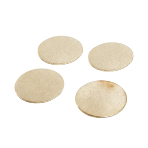 Ensemble de sous-verres ronds en métal avec languette de traction, motif géométrique gravé au laser, sous-verres en acier inoxydable pour hôtels de luxe - Product Image 4