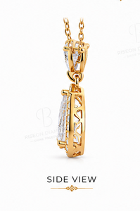 จี้เพชรทรงลูกแพร์ทรงหรูหราประดับเพชรแบบฮาโล ทำจากทองคำขาว 18K พร้อมเพชรเลี้ยงในห้องปฏิบัติการ ความงามเหนือกาลเวลา สไตล์เจ้าสาวแบบดั้งเดิม - Product Image 4