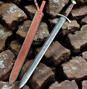 Hand Forged Stainless Steel Long <b>Sword</b> | Antique Medieval Viking <b>Sword</b> | <b>Silver</b>-Plated Polished Wall Hanging Wedding Gift for - Product Image 1