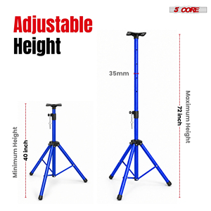 5 Core Metal Heavy Duty Adjustable 72" Speaker <b>Stand</b> Tripod with Universal Mount for PA DJ Studio Use Includes Bag - Product Image 2