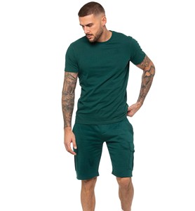 Conjunto de Camiseta de Satén Transpirable de Corte Regular y Pantalones Cortos Cargo para Verano - Verde - Product Image 5