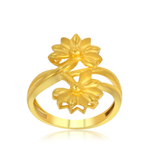 แหวนแฟชั่นดีไซน์เนอร์ลายดอกไม้สองชั้นชุบทองคำขาวสำหรับผู้หญิง - Product Image 1