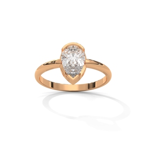 Pear Cut Lab Grown Diamond Engagement <b>Ring</b> Rose Gold Bezel <b>Set</b> Wedding Band for Women - Product Image 4