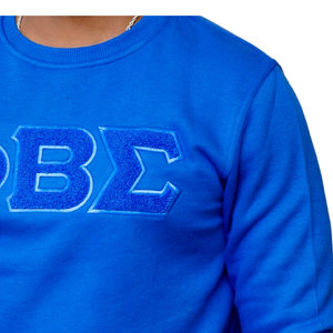 Sudadera de Fraternidad Phi Beta Sigma con Letras de Chenille Azul para Hombre, Cuello Redondo, Premium, Corte Clásico, Informal - Product Image 4