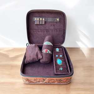 Western Cowhide Leather Jewelry Box Custom Sizes Colors Custom Logo Option Cute Trendy <b>Travel</b> Vanity Box Rodeo Style <b>Travel</b> Box - Product Image 3