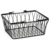 Fabricant indien Panier de rangement en fil noir Poignées Rectangle Étagère de cuisine pour placard Garage-Ambiance Lifestyle Enhancement