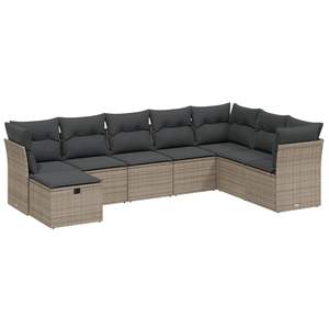 Conjunto de Sofás Modulares Grandes de Ratán Sintético Gris para Jardín con Estructura de Acero, Muebles Modernos para Exteriores - Product Image 2