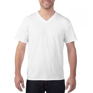 T-shirt en coton à col en V personnalisé avec logo, manches courtes, pour hommes, grande taille, respirant, style streetwear - Product Image 4