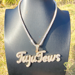Trendy Custom <b>Name</b> Pendant VVS Moissanite Diamond Fully Iced 925 Sterling Silver Cuban Link <b>Chain</b> Personalized - Product Image 3
