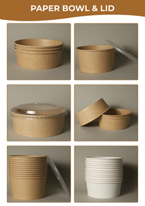 Tazón de Papel Resistente, Compostable y Desechable con Tapa, Recipientes para Preparación de Comidas, Tazón para Sopa, Tazón Ecológico de Papel Kraft, 8/10/12/16 oz - Product Image 6