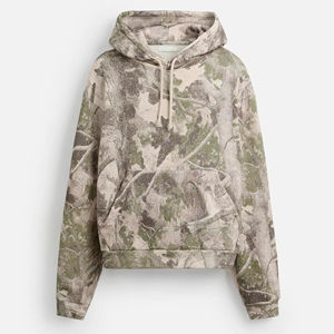 Sweat à capuche camouflage pour homme, style streetwear, personnalisable, uni, brossé, avec capuche réglable et bordure côtelée, motif camouflage feuilles - Product Image 5