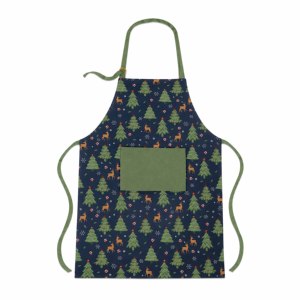 Delantal de cocina con diseño navideño estampado con patrón de árboles, 100% OEM, delantal de cocina con peto para Navidad a precio asequible. - Product Image 5