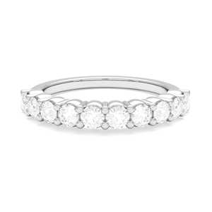 Round Lab Grown Diamond Wedding Band 14K 18K Solid Gold Classic Half Eternity <b>Ring</b> Dainty Stackable Anniversary Band for Women - Product Image 3