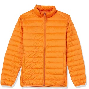 Veste matelassée à col montant orange pour homme, fermeture éclair décontractée, couleur unie, polyester, vêtement d'automne - Product Image 6