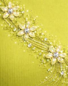 Débardeur côtelé vert citron personnalisé pour femme avec motif floral en strass, sans manches, été, fabrication sur mesure - Product Image 6