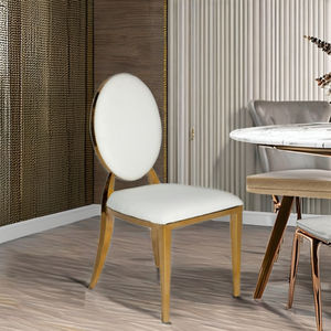 Ghế cưới bằng thép không gỉ mạ vàng cao cấp, lưng tựa bằng da, có thể xếp chồng, dùng cho khách sạn, tiệc ngoài trời, căn hộ, lễ tân - Product Image 1