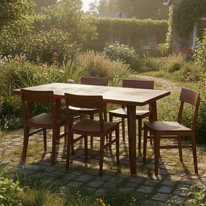 Table à manger rectangulaire 4 places en teck massif, style scandinave, gain de place, durable, best-seller, pour appartement, meubles de cuisine et de maison - Product Image 4