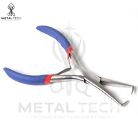 Kit d'application professionnel pour extensions capillaires : Pinces à micro-anneaux à manche caoutchouté bleu, pointes droites et courbées, pour l'élimination et l'ouverture des micro-anneaux